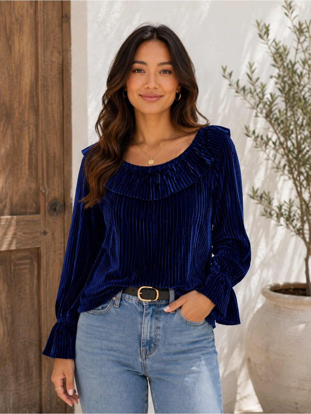 Entro | Ribbed Velour Long Sleeve